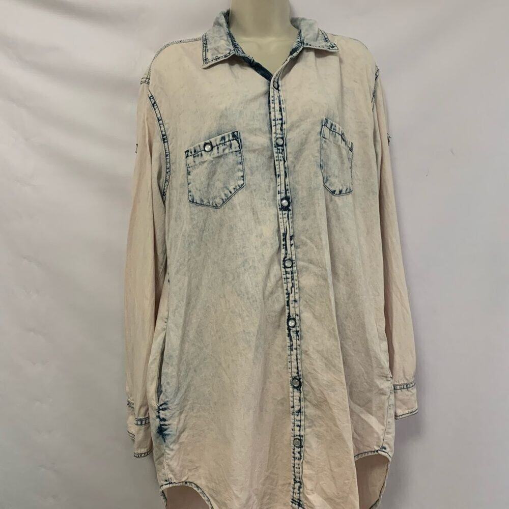 CARMAR TIE DYE DEMIN TUNIC SHIRT DRESS SIZE‎ M